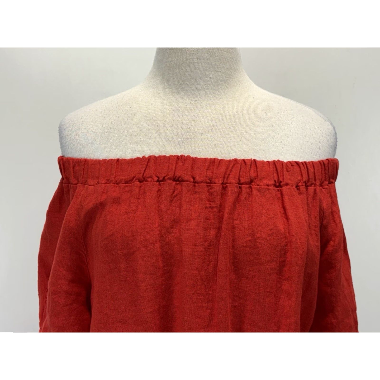 Vintage Lungo L’Arno Off The Shoulder Shift Dress Women M Red Linen Crochet Hem Italy - Bohemian Resort Summer Casual Dress Mens? Size M / US 6-8 / IT 42-44 - 6 Thumbnail