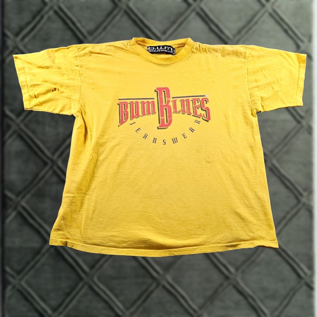 Vintage VINTAGE B.U.M. Equipment T-shirt Men Short Sleeve Crew Neck Logo 90s Yellow Size L USA Made In USA Size US L / EU 52-54 / 3 - 1 Thumbnail