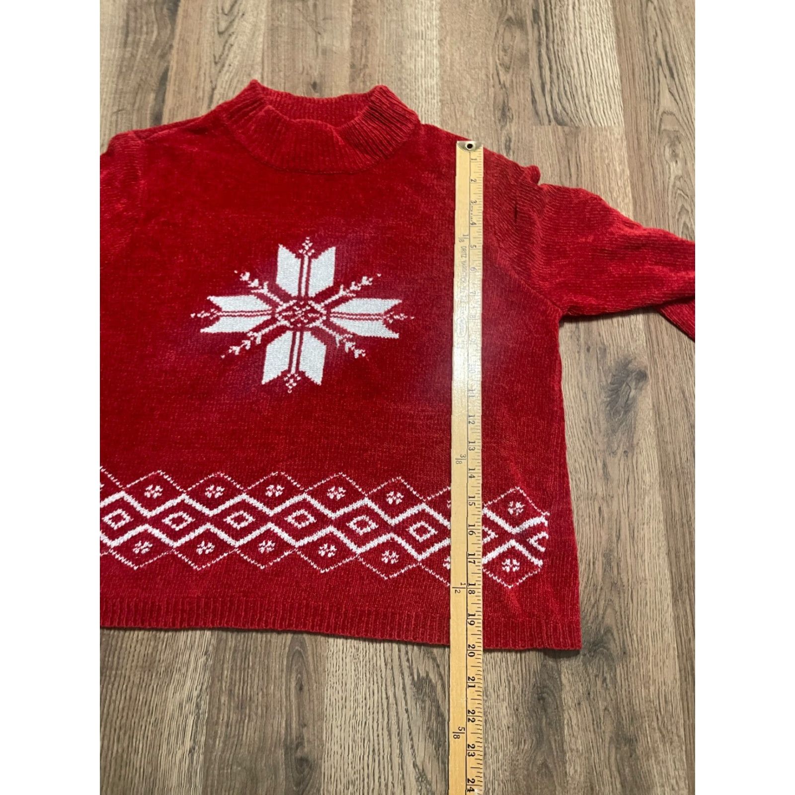 Vintage Petite Sophisticate Sweater Womens Medium Red Winter Snow Flakes Christmas Pullover Crew Neck Long Sleeve Casual Womens Size M / US 6-8 / IT 42-44 - 6 Thumbnail