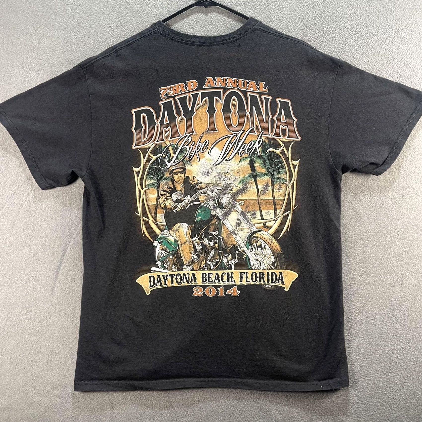 Vintage VINTAGE Daytona Bike Week Shirt Daytona Beach Florida Graphic Tee Mens Large Black 2014 Size US L / EU 52-54 / 3 - 3 Thumbnail
