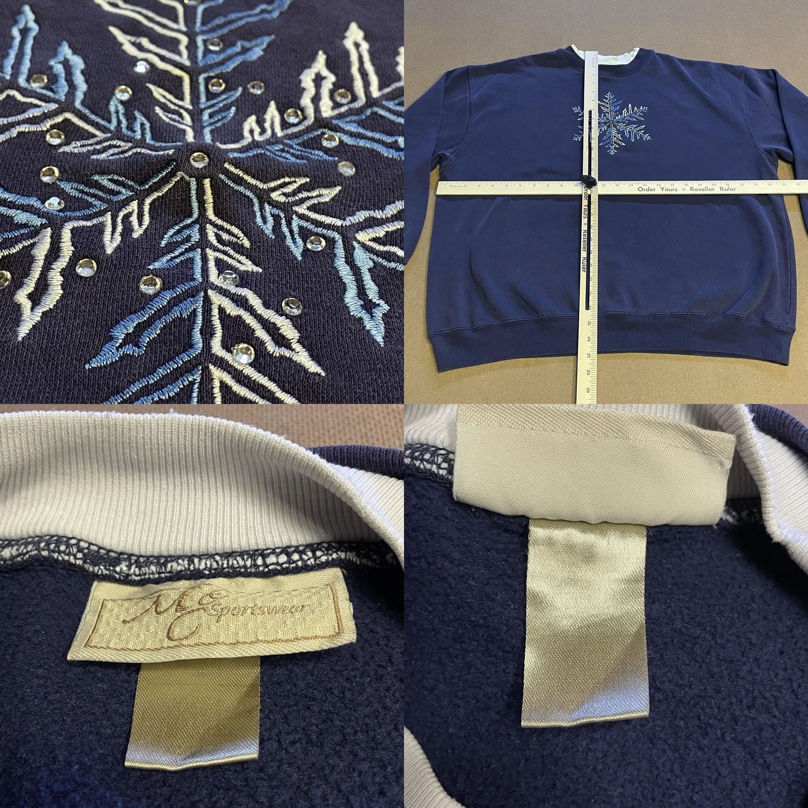 Salem Sportswear MC Sportswear Sweater Womens Extra Large Navy Blue Snowflake Embroidered Winter Size XXL / US 16-18 / IT 52-54 - 8 Thumbnail