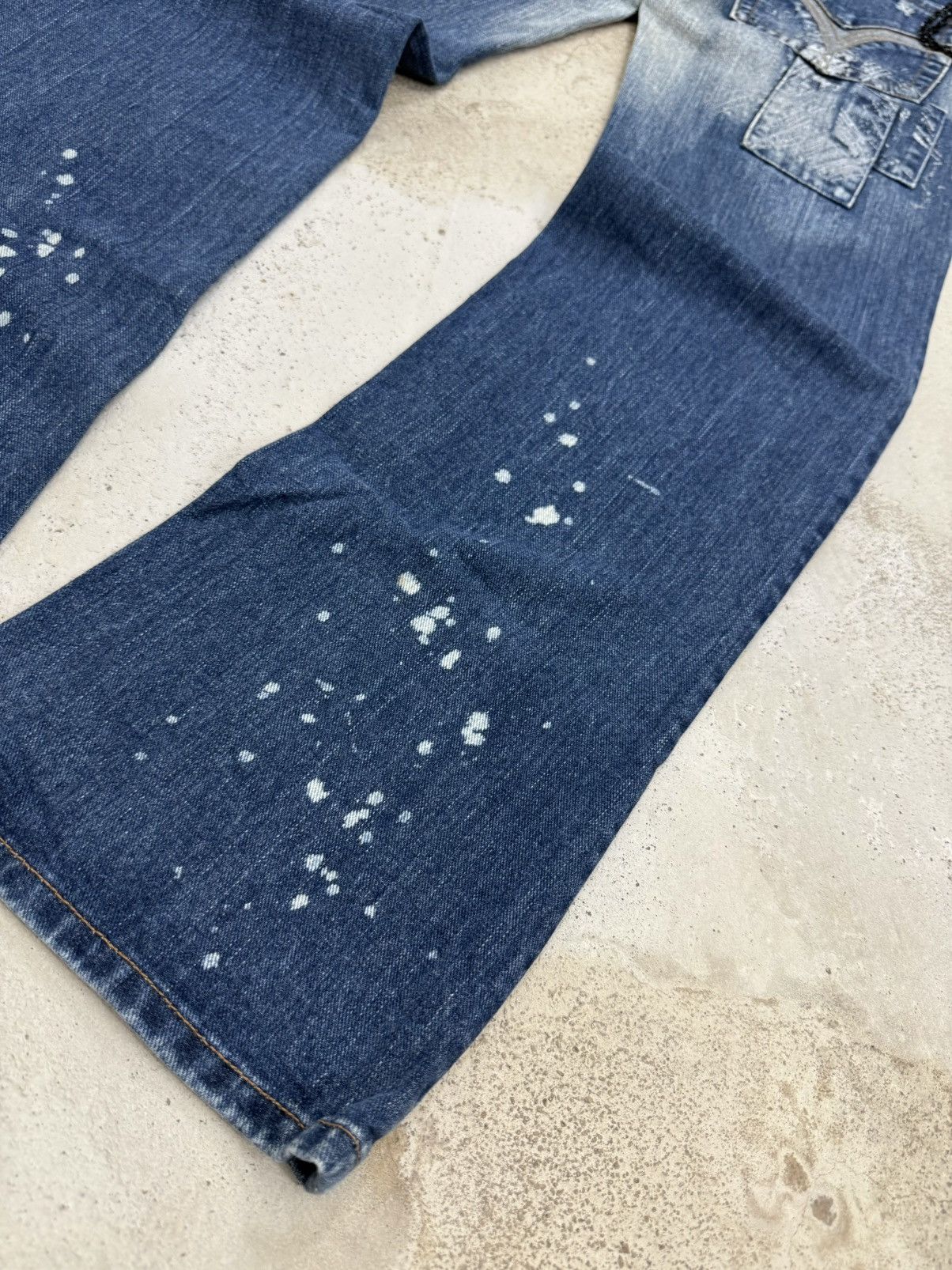 5351 POUR LES HOMMES × Japanese Brand × Le Grande Bleu (L.G.B.) Skybomber Japan Patchwork Painter Low Rise Flared Jeans Size US 30 / EU 46 - 16 Thumbnail