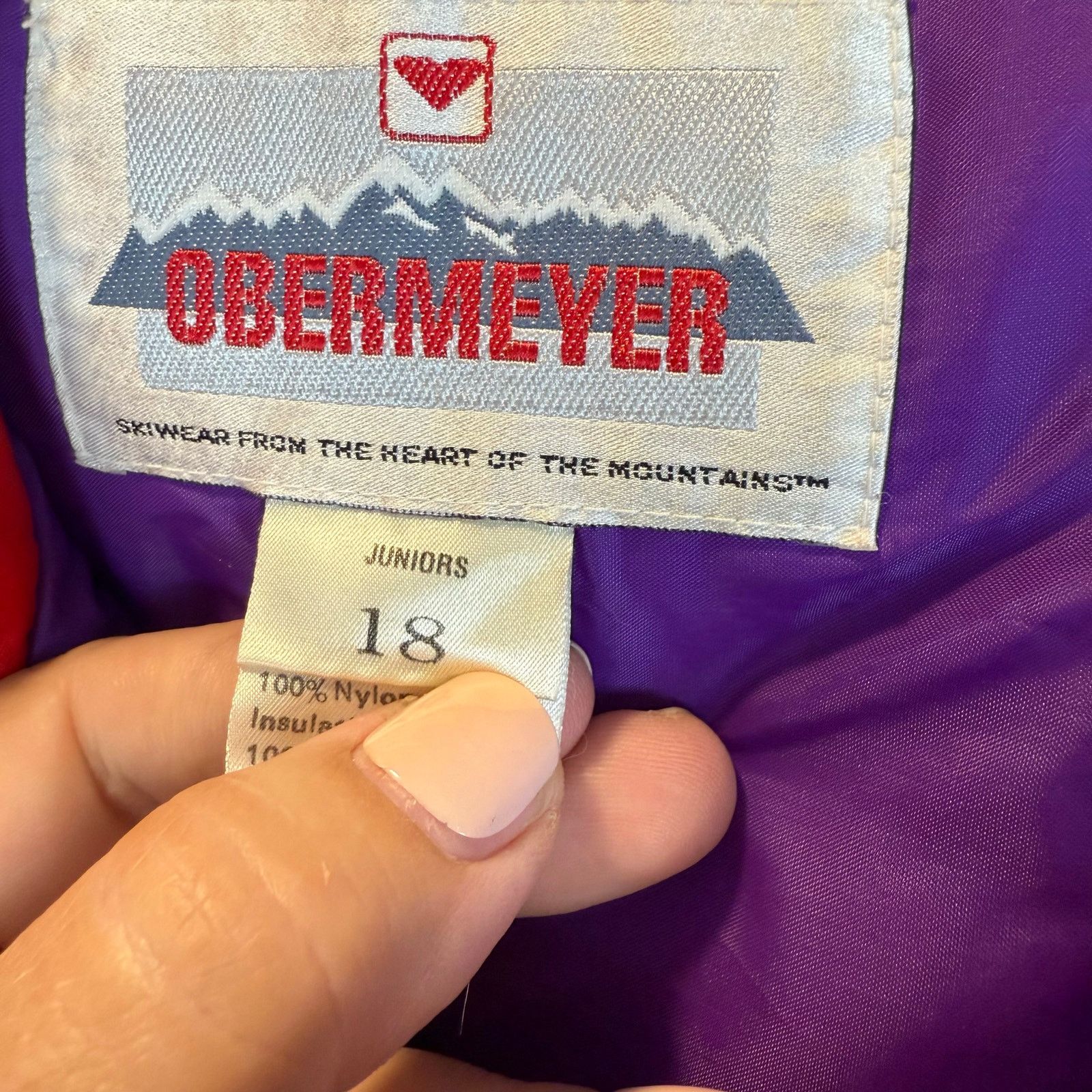 Obermeyer VTG 80s Obermeyer Snowsuit Women Girls Red Purple Ski Bib Size ONE SIZE - 15 Thumbnail