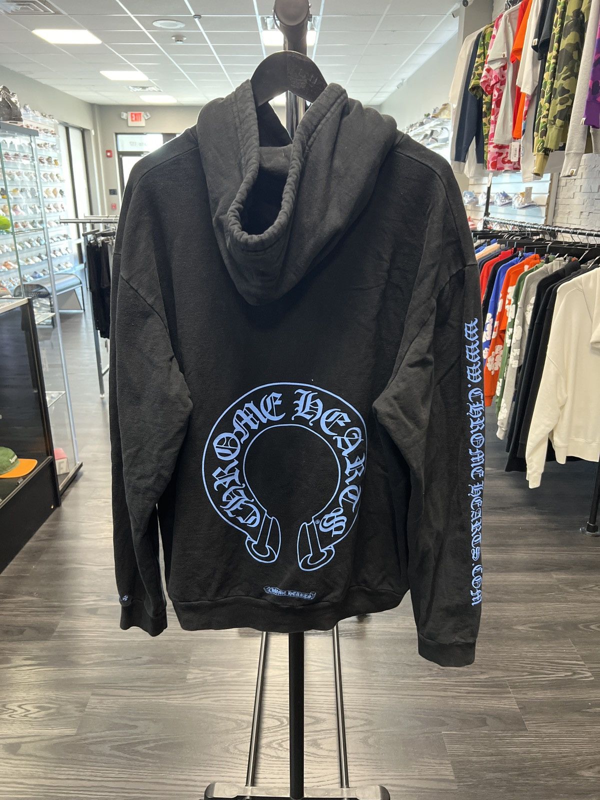 Chrome Hearts Chrome Hearts Online Exclusive Blue Horseshoe Hoodie 