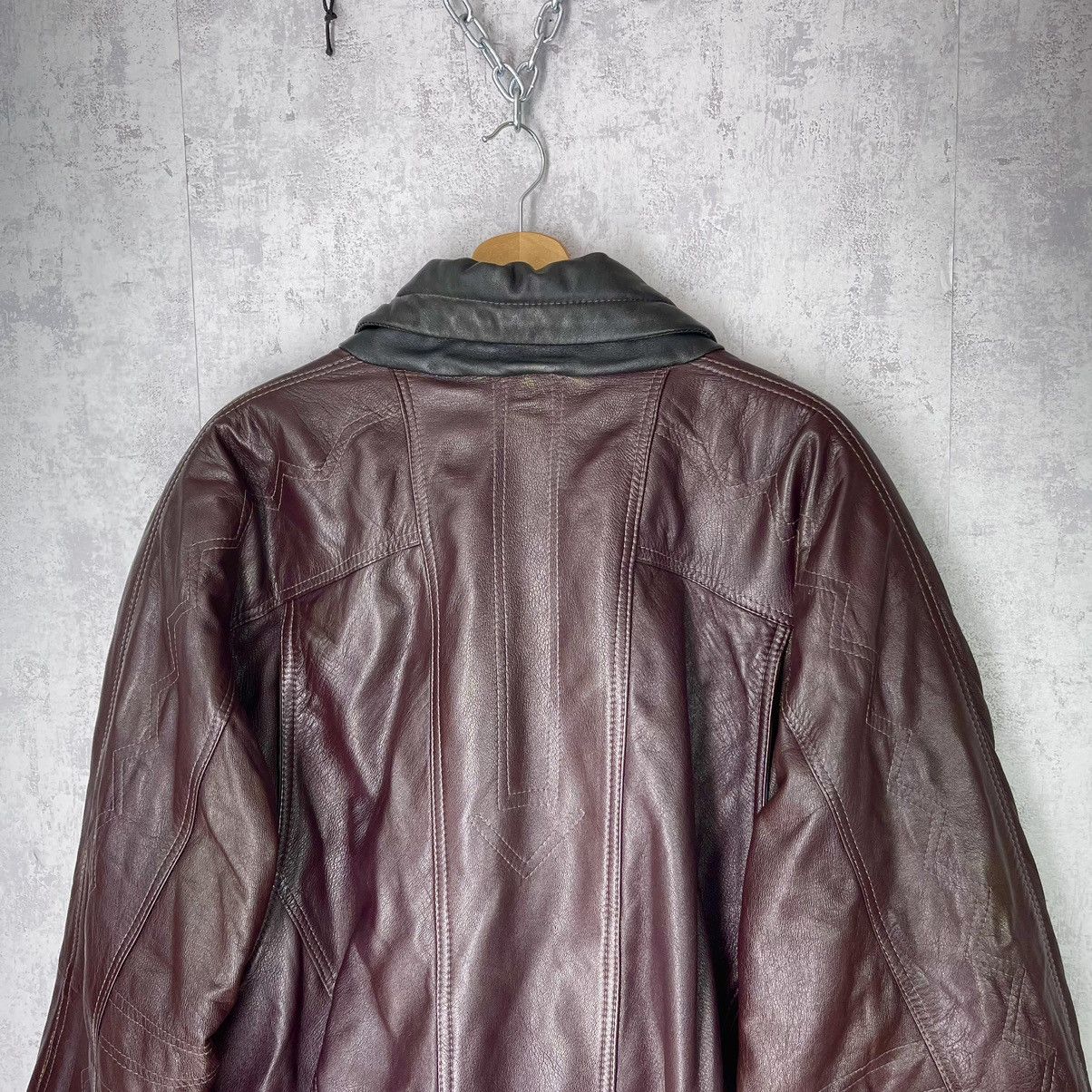Vintage Vintage Leather Jacket Bomber 90s burgundy boxy oversize Size US XL / EU 56 / 4 - 6 Thumbnail