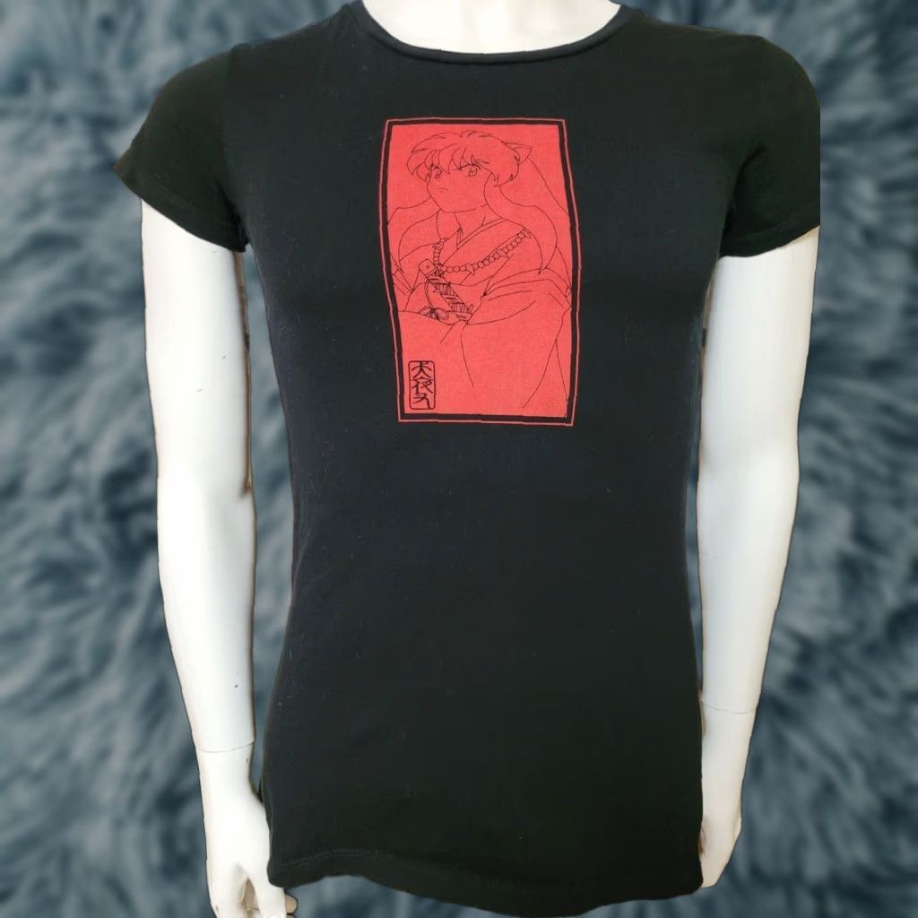 Etro VINTAGE Inuyasha Womens Jrs Girls Retro Anime T Shirt XL Black Round Neck Short Sleeve Casual 100% Cotton Demon Portrait Manga Size XL / US 12-14 / IT 48-50 - 1 Thumbnail