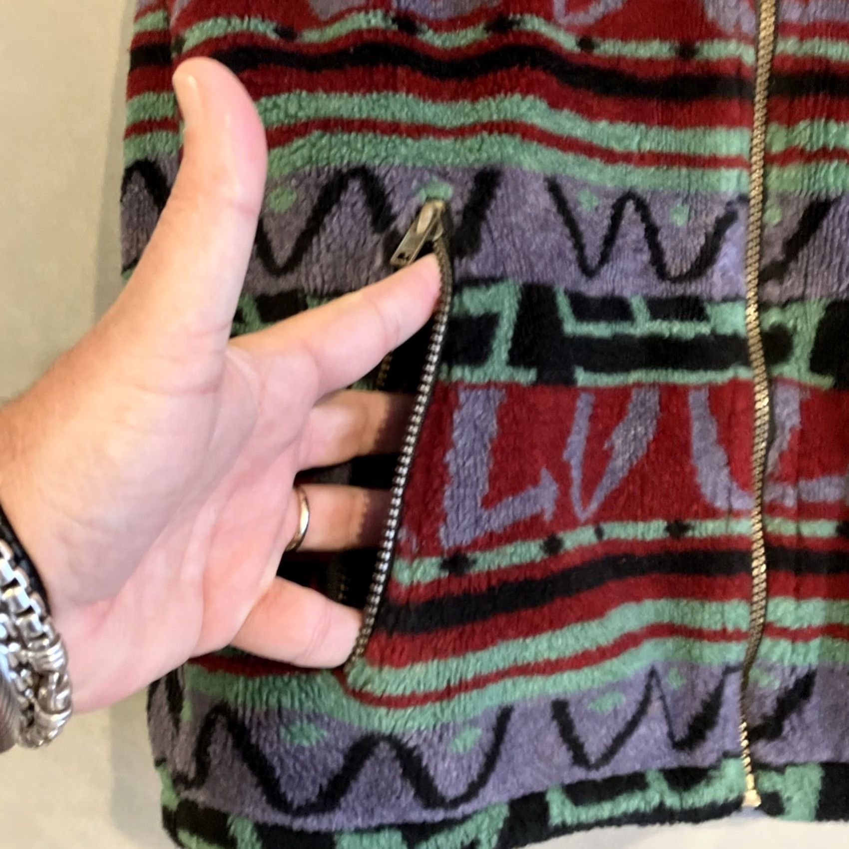Vintage VINTAGE Tsunami Vest Women's Medium Aztec Print Fleece Western Wear - Size M / US 6-8 / IT 42-44 - 4 Thumbnail