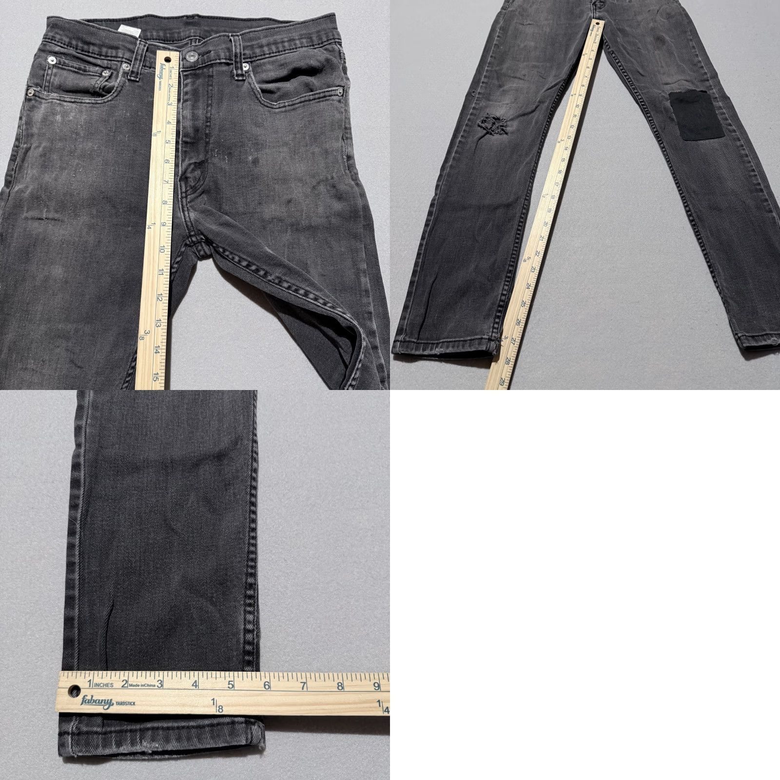 Levi's Levi's Jeans Men Black Skinny Denim Distressed Patches 33x32 - 5-Pocket Design Classic Jeans Size US 33 - 9 Thumbnail