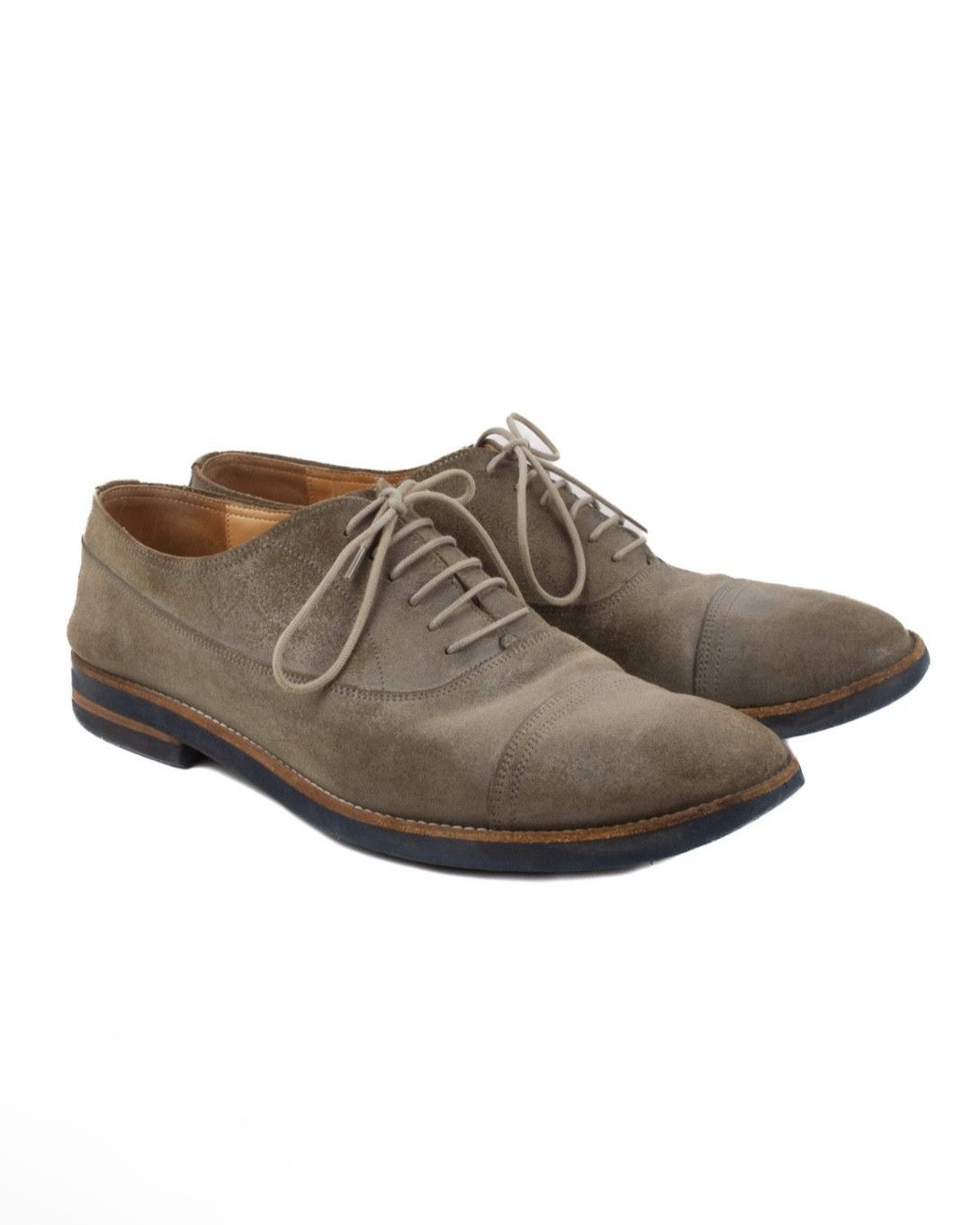 image of Maison Margiela Distressed Dirty Gray Suede Oxford Shoes in Dirty Grey, Men's (Size 10)