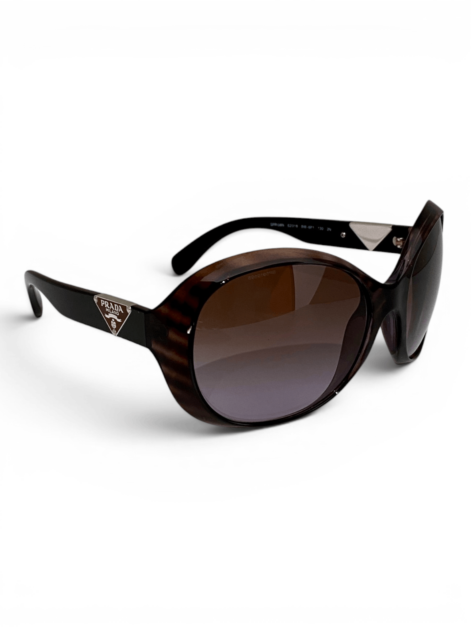 Prada Prada Milano Triangle Logo Oval Brown Oversized Sunglasses Size ONE SIZE - 1 Thumbnail