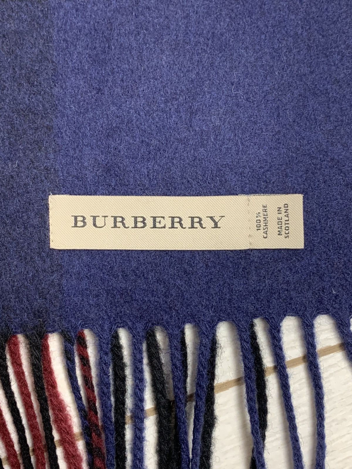 Burberry Burberry Giant Check Cashmere Scarf - Navy/Burgundy/Purple Size ONE SIZE - 5 Thumbnail