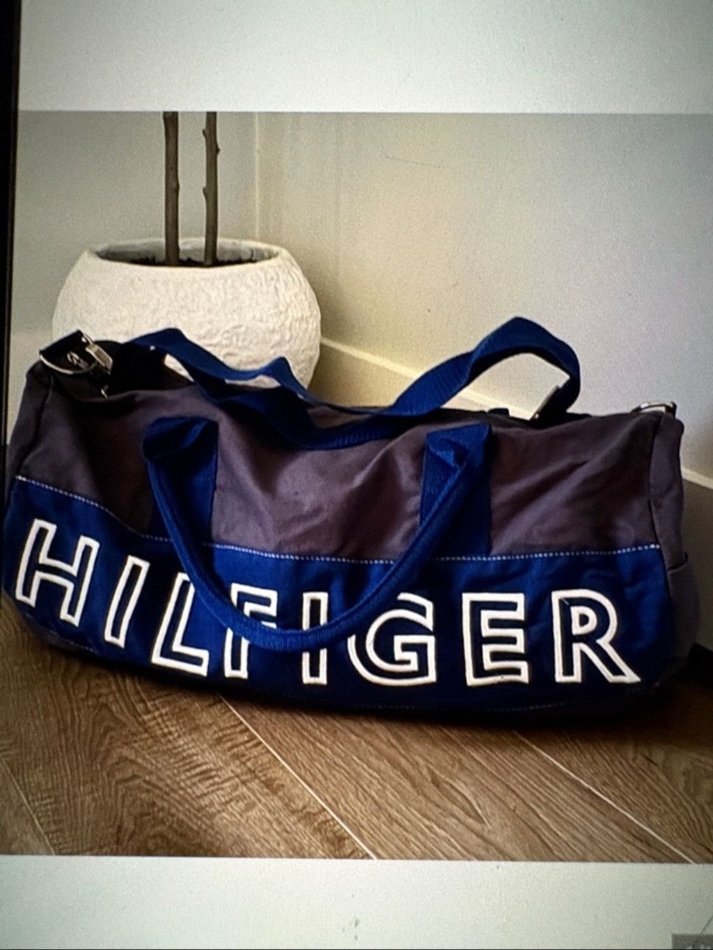 Tommy Hilfiger Tommy Hilfiger Blue Canvas Duffle Logo Bag Travel Gym Beach Size ONE SIZE - 2 Thumbnail
