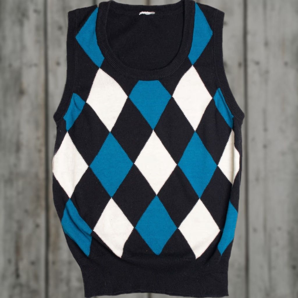 Etro VINTAGE Large Black Argyle Vest Diamond Knit Sweater Sleeveless Retro Shirt Womens Size US L / EU 52-54 / 3 - 1 Thumbnail