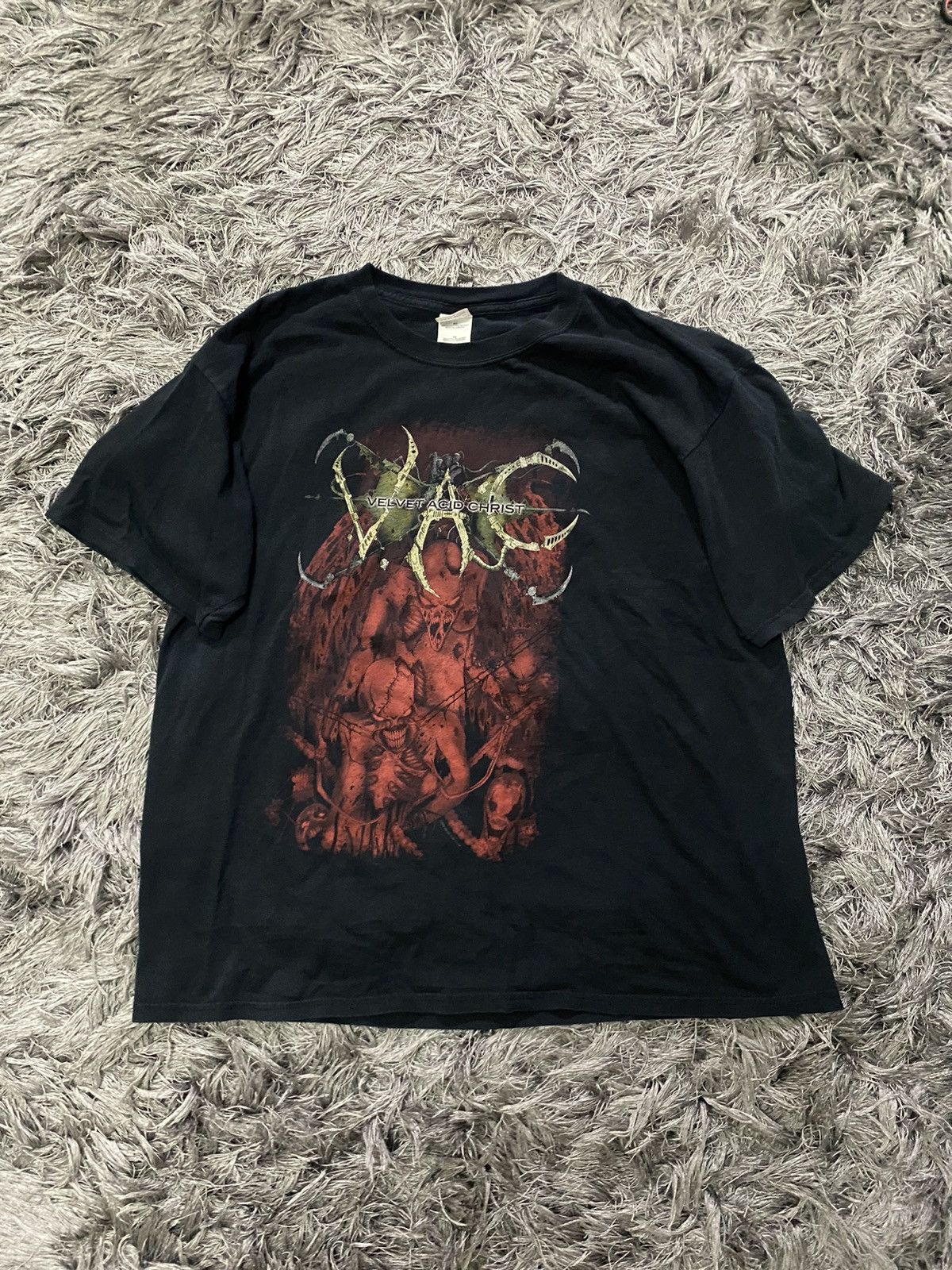 image of 2004 Velved Acid Christ Electro Industrial Band Tee in Black, Men's (Size XL)