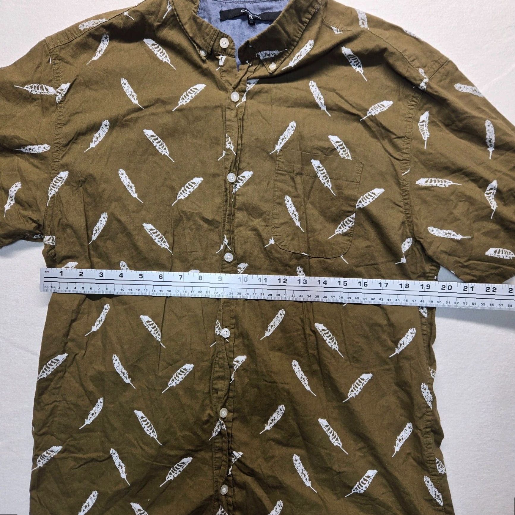 Carbon Carbon Shirt Hawaiian Button-Up Short Sleeve Casual Pocket Adult Men XL Brown Size US XL / EU 56 / 4 - 4 Thumbnail