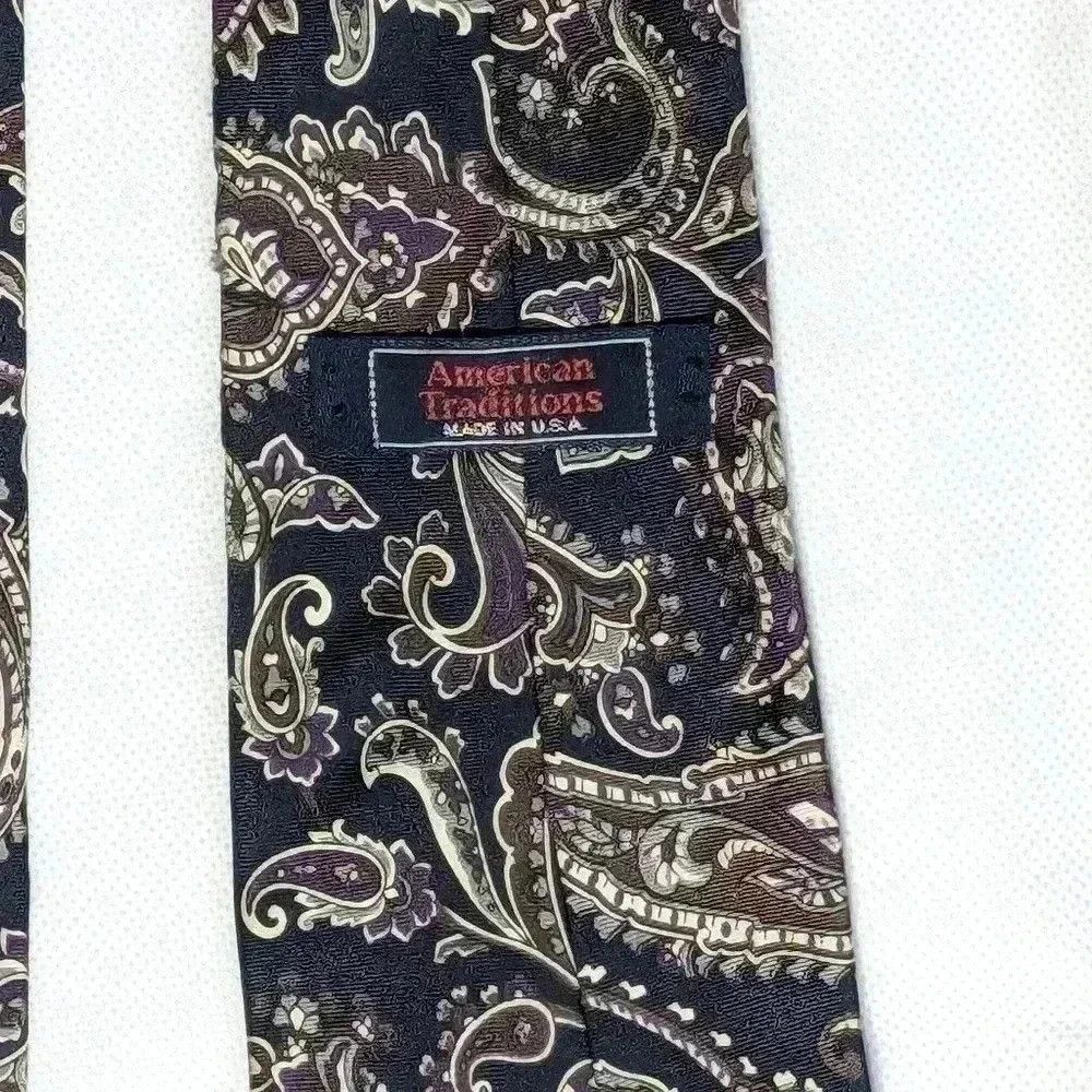 Vintage American Traditions Italian silk paisley tie blue maroon Size ONE SIZE - 2 Thumbnail