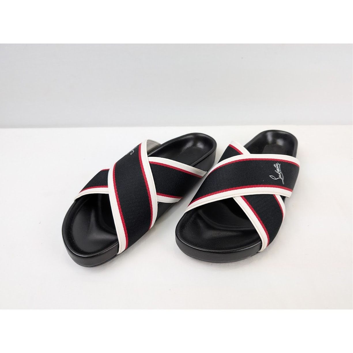Christian Louboutin o1rshd1 Hot Cross Bizz Flat Slippers in Black/Multicolor Size US 10 / EU 43 - 8 Thumbnail