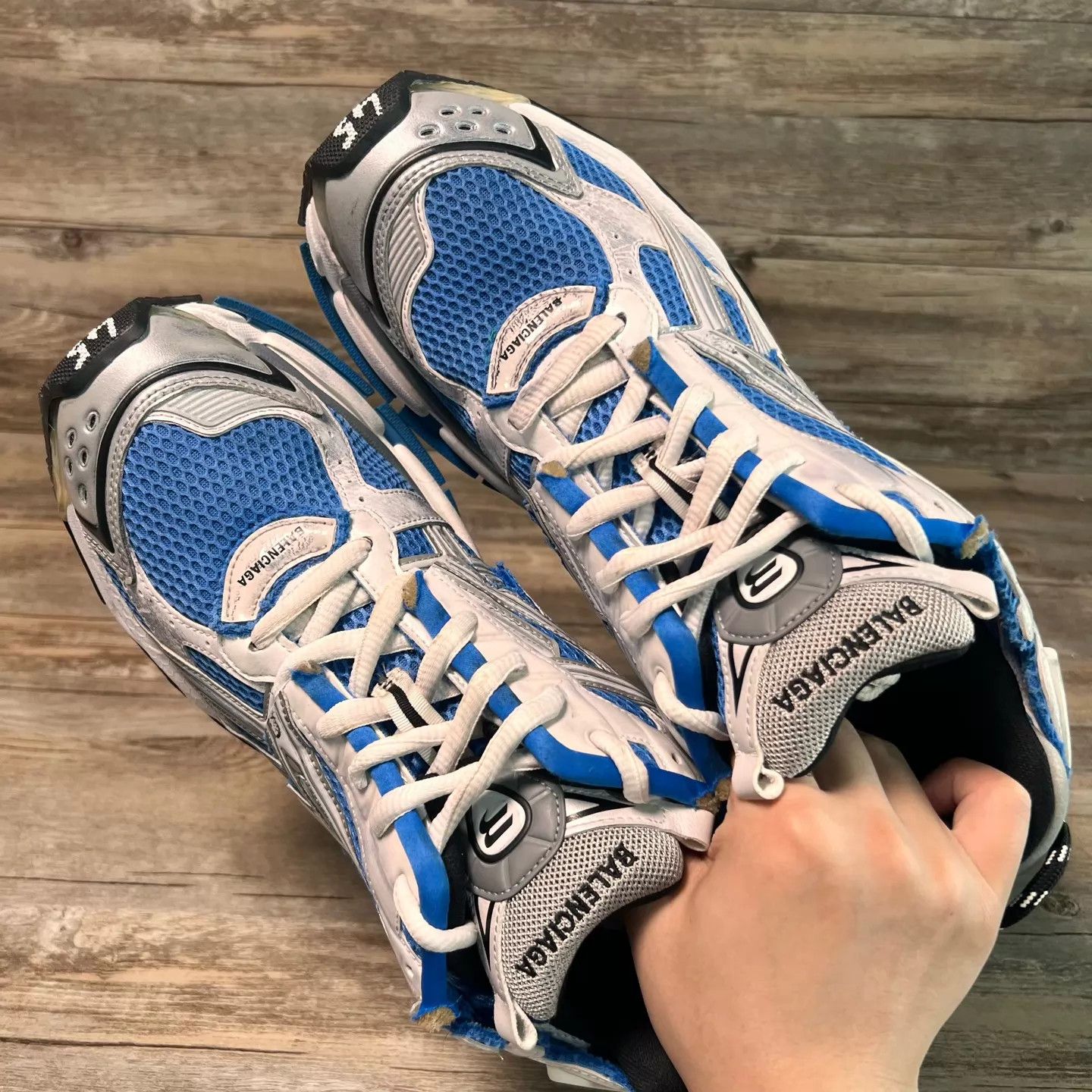 Balenciaga Balenciaga Runner White Blue 45 98 New Size US 12 / EU 45 - 5 Thumbnail