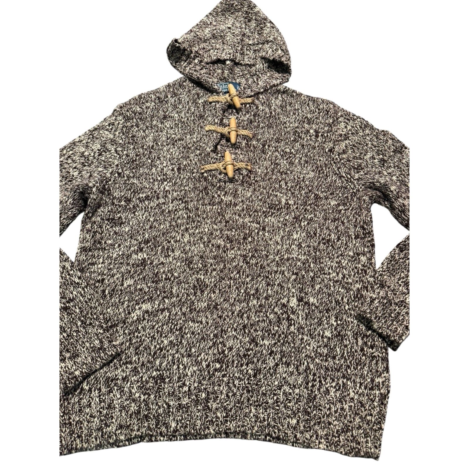Polo Ralph Lauren VINTAGE Polo Ralph Lauren Toggle Knit Sweater Mens Brown Hooded Chunky Size XL Size US XL / EU 56 / 4 - 3 Thumbnail