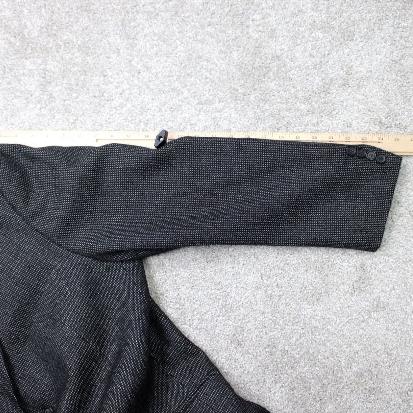 Hugo Boss HUGO BOSS Blazer Mens 44R Black Wool 3 Button Single-Breasted Jacket, Notch Lapel, Tweed, Dry Clean Only, Regular Fit, Vintage? No Size 44R - 6 Thumbnail
