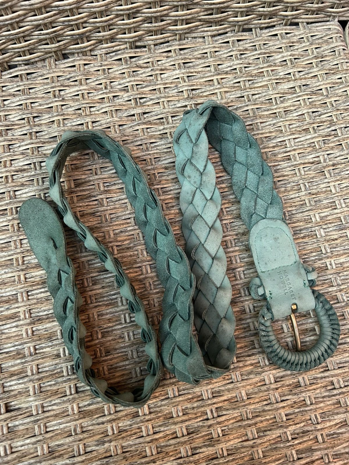 Margaret Howell Margaret Howell Nubuck Leather Pleated Belt Turquoise Size ONE SIZE - 2 Thumbnail