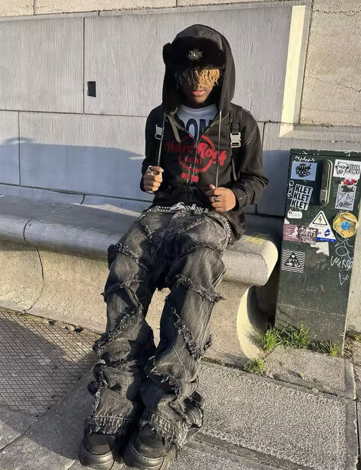 Y2k Clothes Harajuku Destruction Spider Web Baggy Jeans