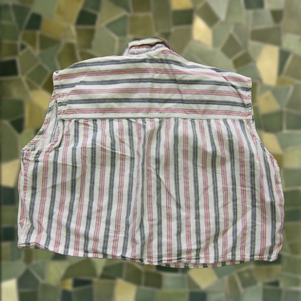 Pinko VINTAGE Gazebo Cotton Pink Stripe Sleeveless Button Down Crop Blouse Women M Size M / US 6-8 / IT 42-44 - 1 Thumbnail