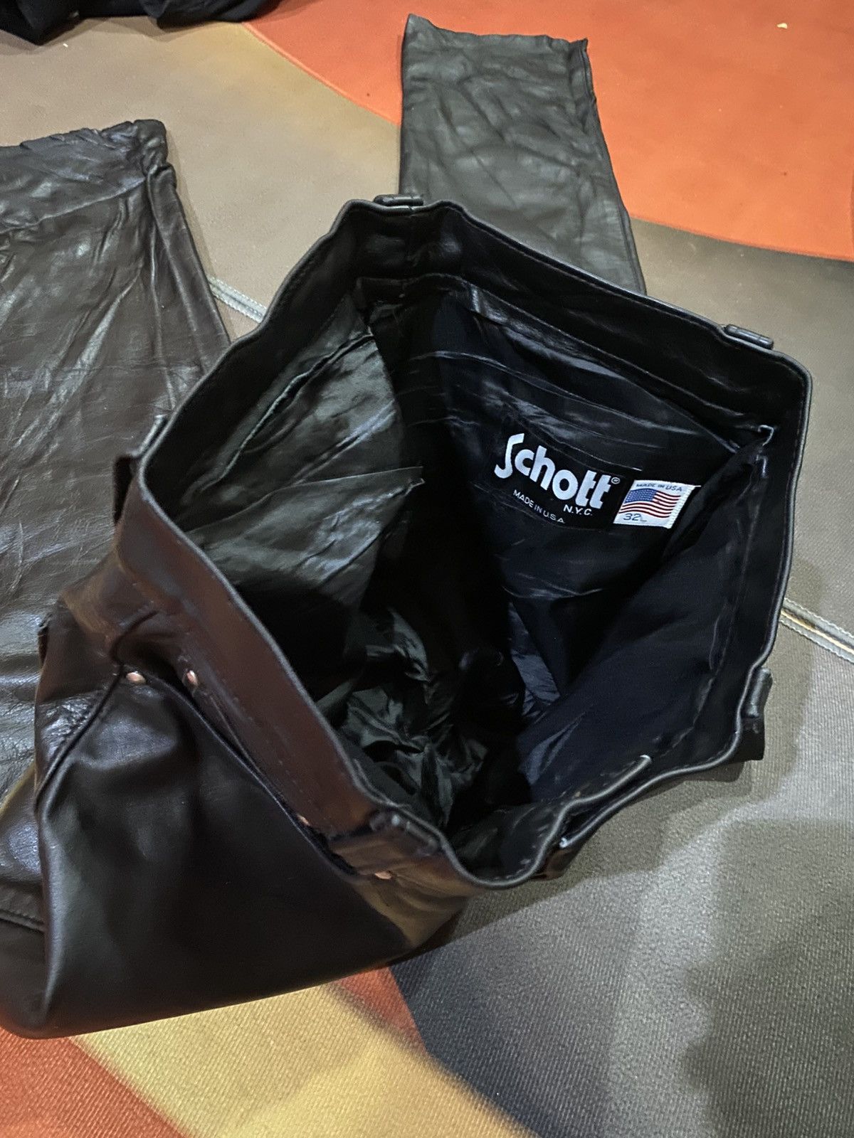 Schott Vintage Schott NYC Black Leather Pants Biker Rocker Style Size US 30 / EU 46 - 6 Thumbnail