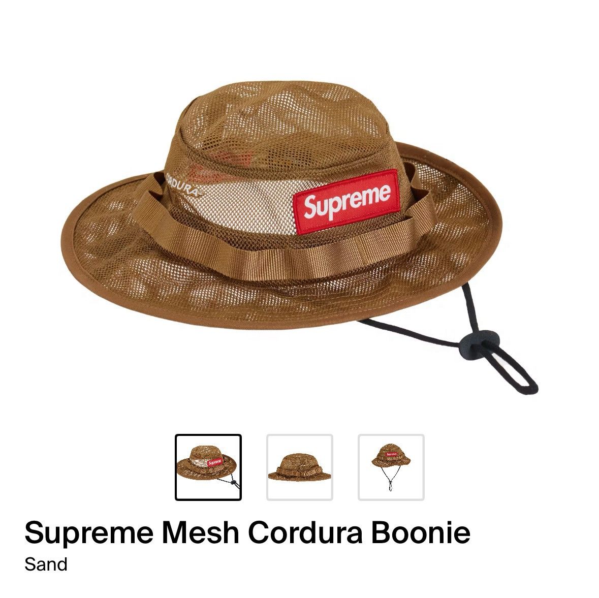 Supreme Mesh Cordura® Boonie\"Sand\" S/M Supreme Mesh Cordura Boonie (SS23) - $64