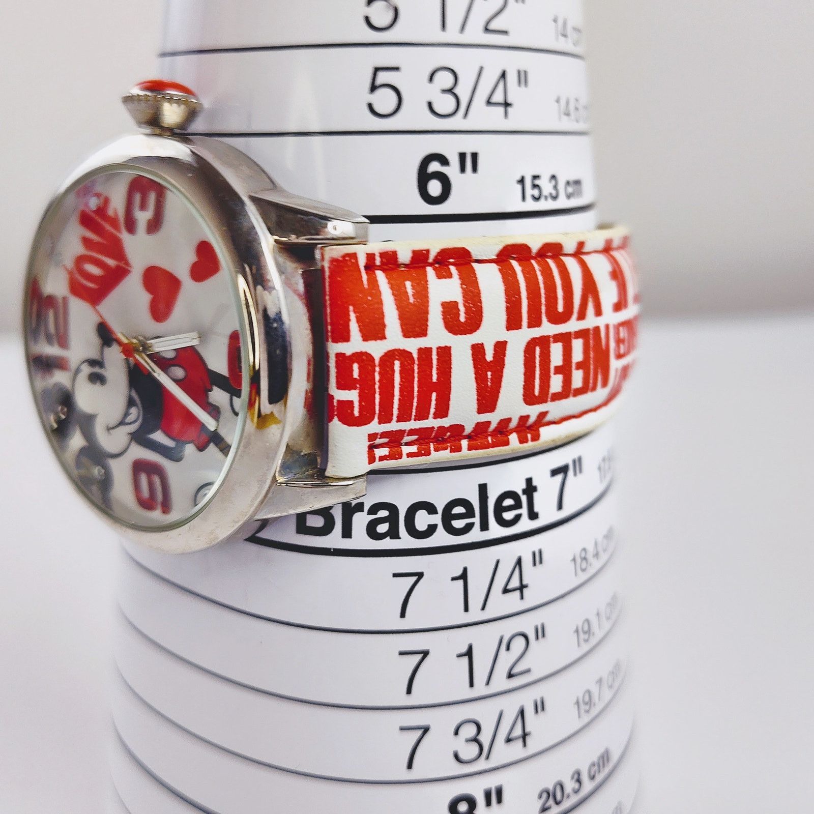 Disney Disney Mickey Mouse Love Silver-Toned White Leather Watch Size ONE SIZE - 8 Thumbnail