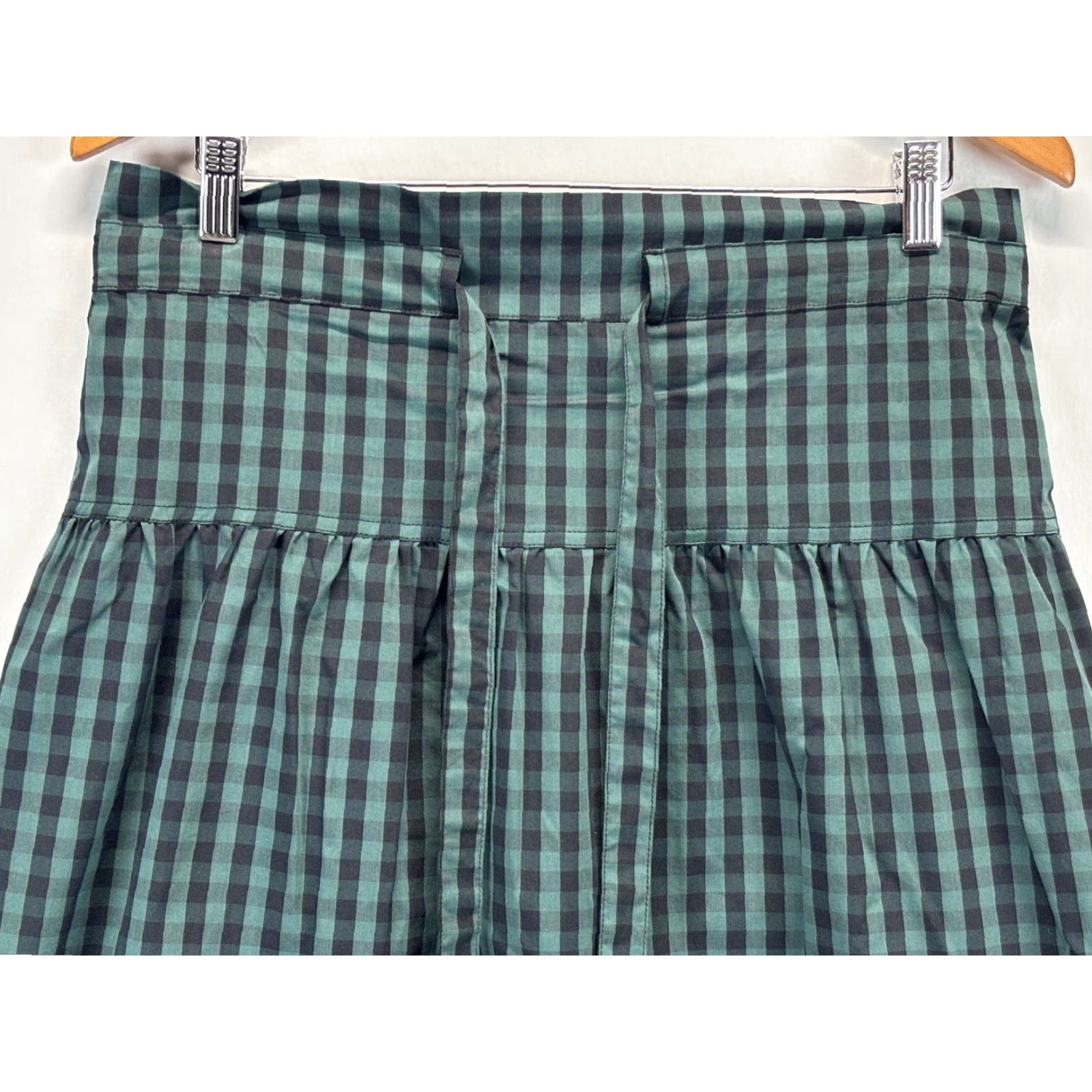 Vintage VINTAGE Draper James Women's Midi Skirt A-Line Check Gingham Green Black Large Size 36" / US 14 / IT 50 - 2 Thumbnail