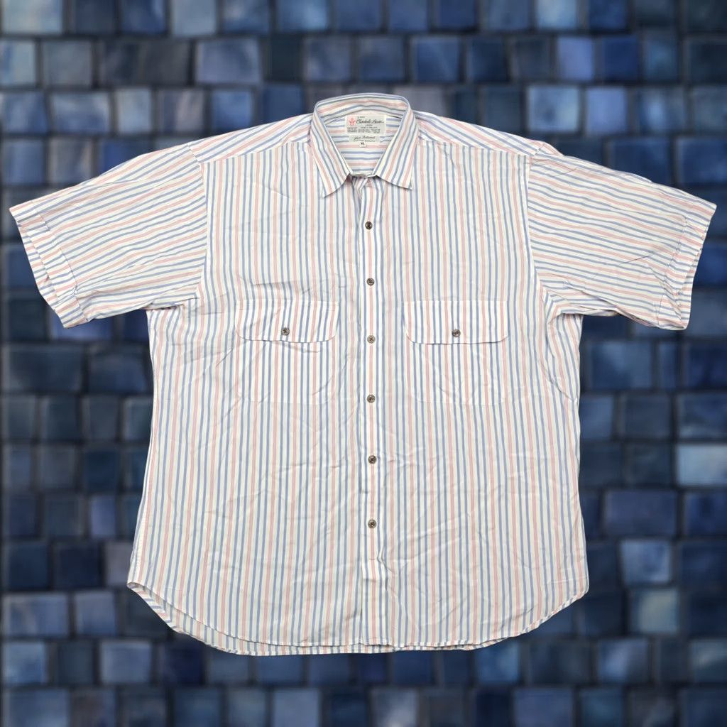 Turnbull & Asser Turnbull & Asser Shirt Mens XL White Striped Short Sleeve Button-Up Casual Size US XL / EU 56 / 4 - 1 Thumbnail