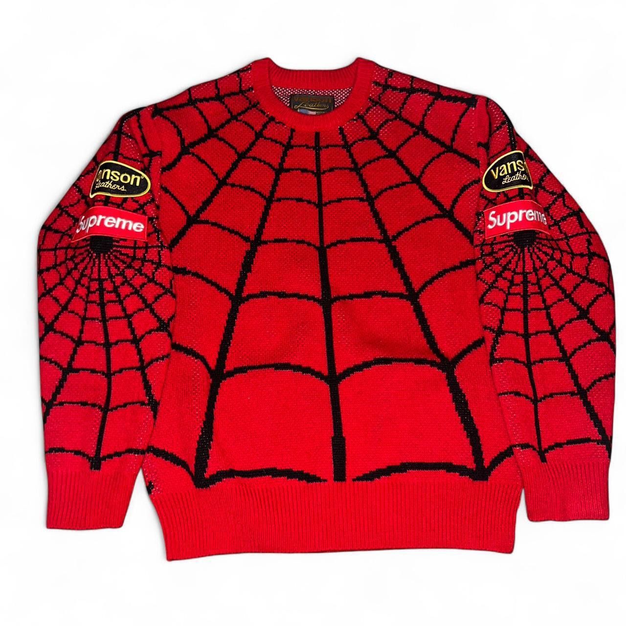 Supreme Supreme Vanson Leathers Spiderman Sweater Red Size Small Size US S / EU 44-46 / 1 - 1 Thumbnail