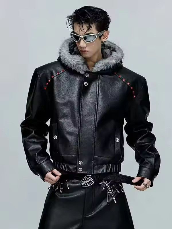 Japanese Brand Rattle Trap Fur Collar Red Leather Jacket | Grailed