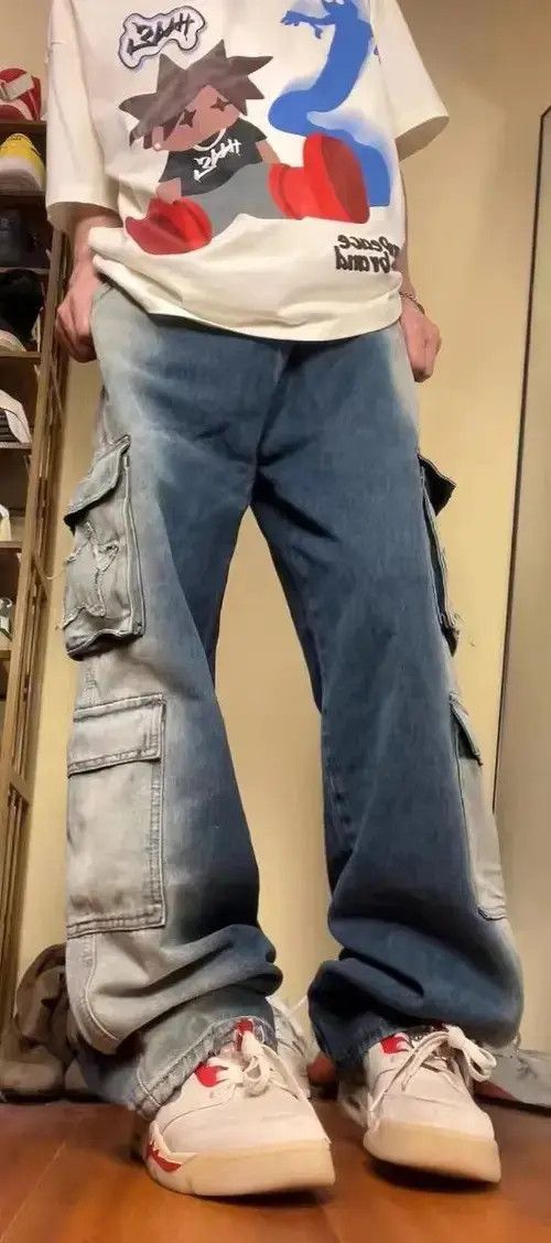 VIBE High street drawstring multi-pocket gradient work jeans Size US 32 / EU 48 - 2 Thumbnail