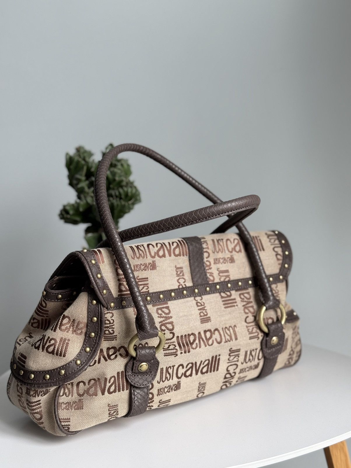 Just Cavalli Just Cavalli Monogram Canvas Leather Bag Shoulder Bag Size ONE SIZE - 5 Thumbnail