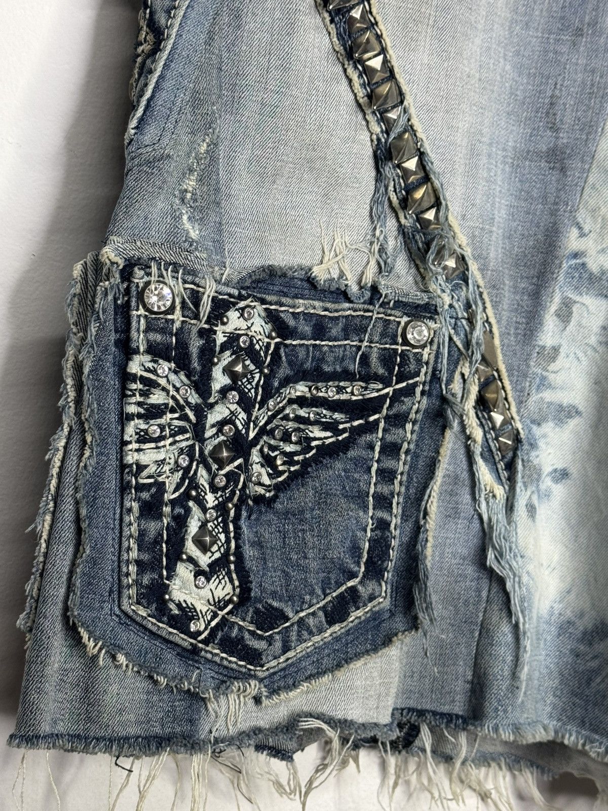 Other Studded Baggy Distressed Denim Shorts Size US 34 / EU 50 - 7 Thumbnail