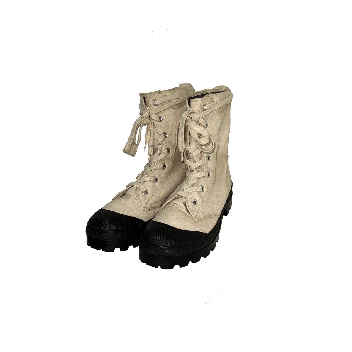 image of Comme Des Garcons x Comme Des Garcons Homme Plus 90's Cdgh Plus Canvas Combat Boots in Off White (S