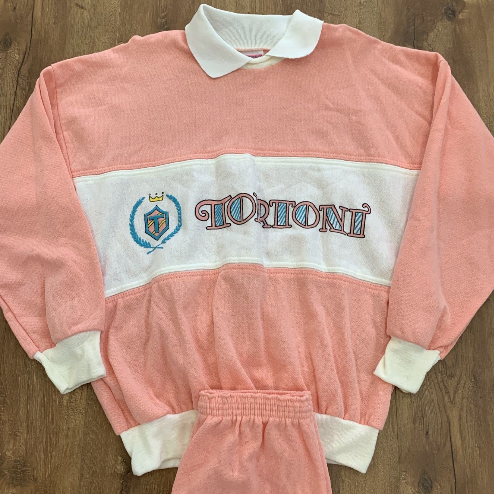 Pinko VTG Tortoni Pink Crewneck Sweatshirt Womens USA MADE Med. Sweatpants Set 80s Pastel Pink Womens Size M Size M / US 6-8 / IT 42-44 - 3 Thumbnail