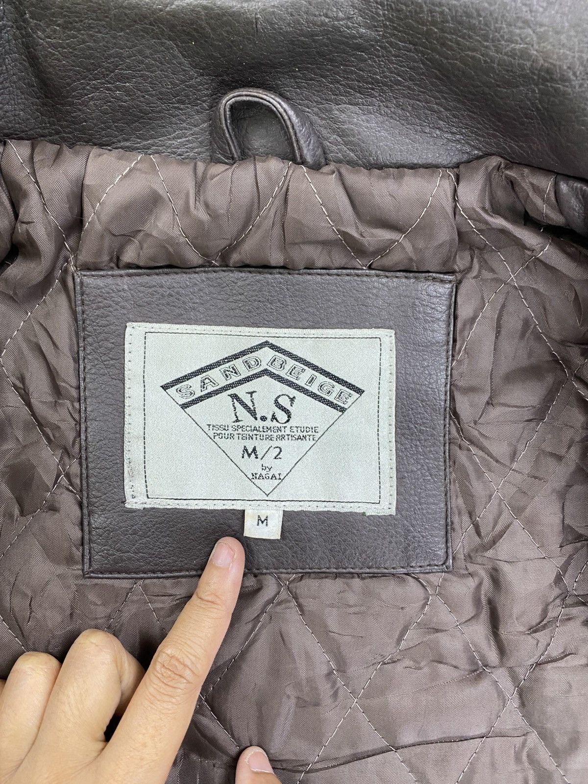Designer × Vintage Vintage Sand Beige Embroidery Spellout Faux Leather Jacket Size US L / EU 52-54 / 3 - 8 Thumbnail