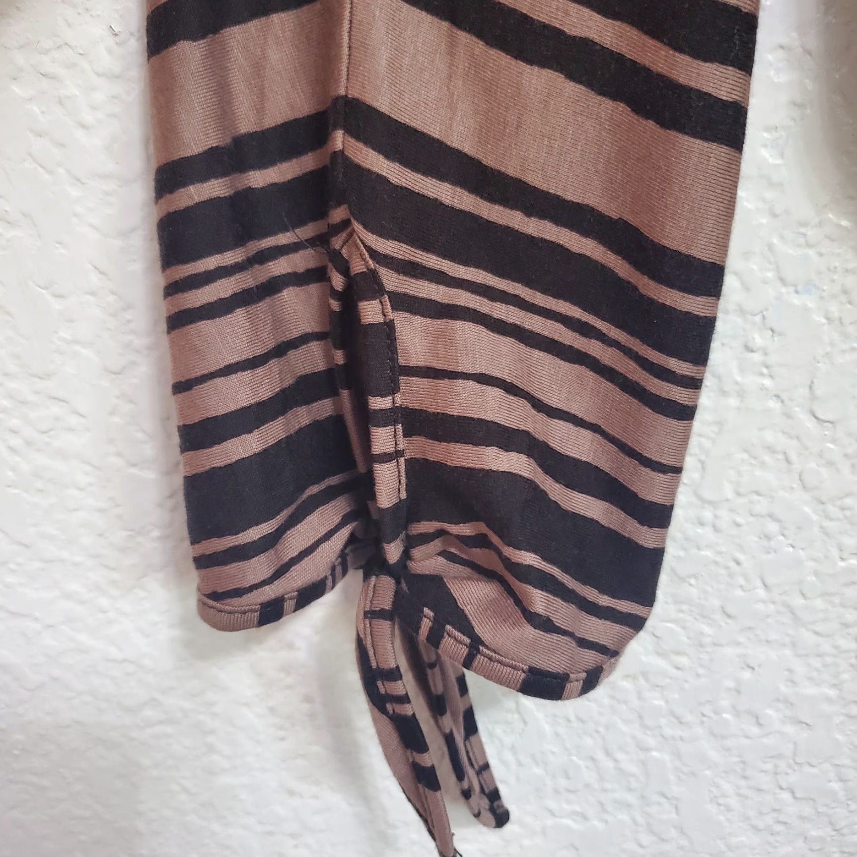 Vintage Garnet Hill Midi Dress Women M Brown Striped Organic Cotton Knit Jersey Stretch Size M / US 6-8 / IT 42-44 - 5 Thumbnail