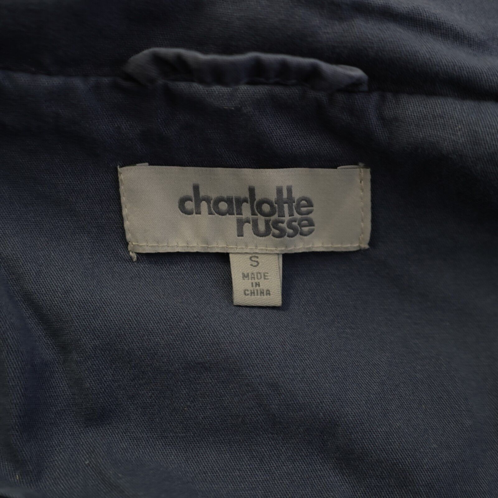 Designer Charlotte Russe Small Blue Full Zip Lined Jacket Cotton Oute Size S / US 4 / IT 40 - 6 Thumbnail