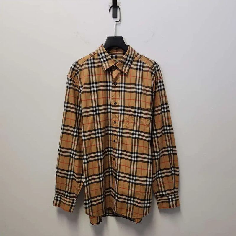 Burberry Men's Khaki Cotton Long Sleeve Shirt