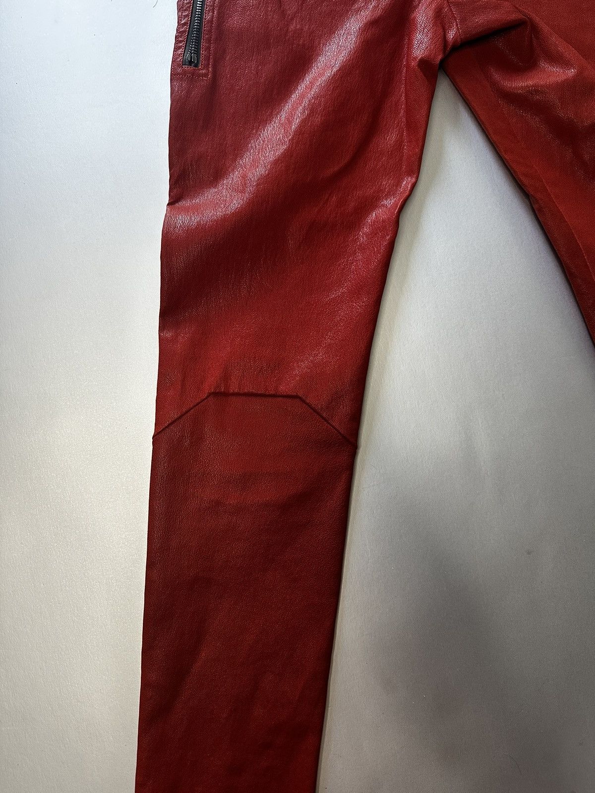 Rick Owens Rare color red STROBE Leather leggings Size 27" / US 4 / IT 40 - 10 Thumbnail