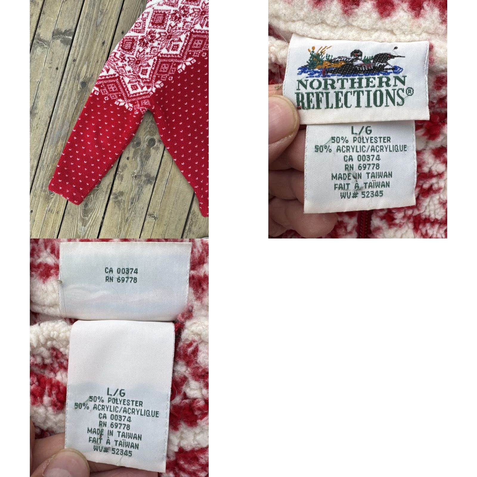 Northern Reflections VINTAGE Northern Reflections Sherpa Fleece Jacket Full Zip Nordic Fair Isle Red Womens L Size L / US 10 / IT 46 - 8 Thumbnail