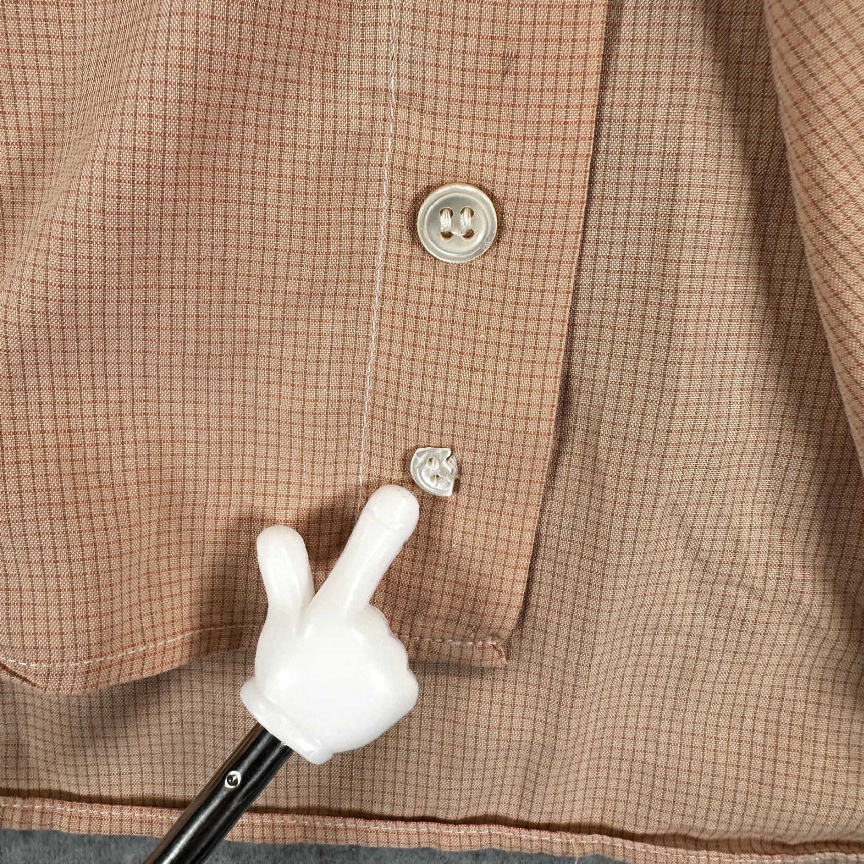 Canali VINTAGE Canali Dress Shirt Mens Large Beige Check Point Collar Cotton Italy Long Sleeve Size 42R - 5 Thumbnail