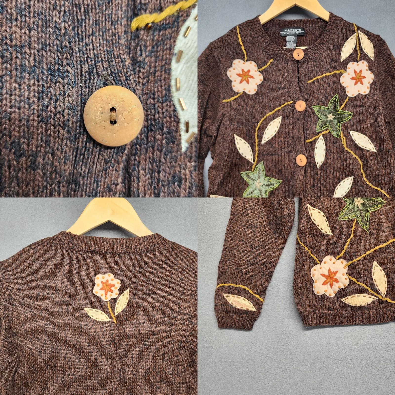 Vintage VINTAGE Cardigan Sweater Womens Small Brown Floral Granny Cottage Size S / US 4 / IT 40 - 8 Thumbnail