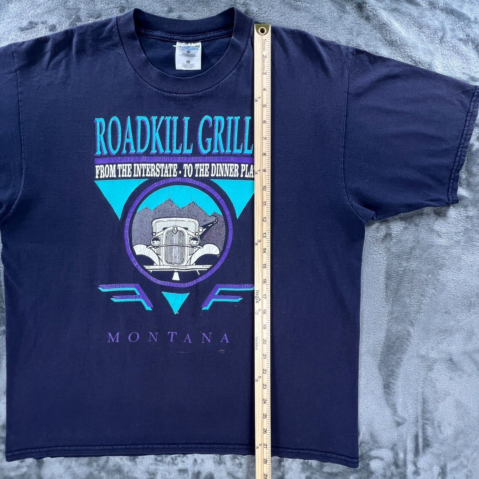 Gildan Vintage 90's Roadkill Grille Montana USA T Shirt Men XL Menu Size US XL / EU 56 / 4 - 8 Thumbnail