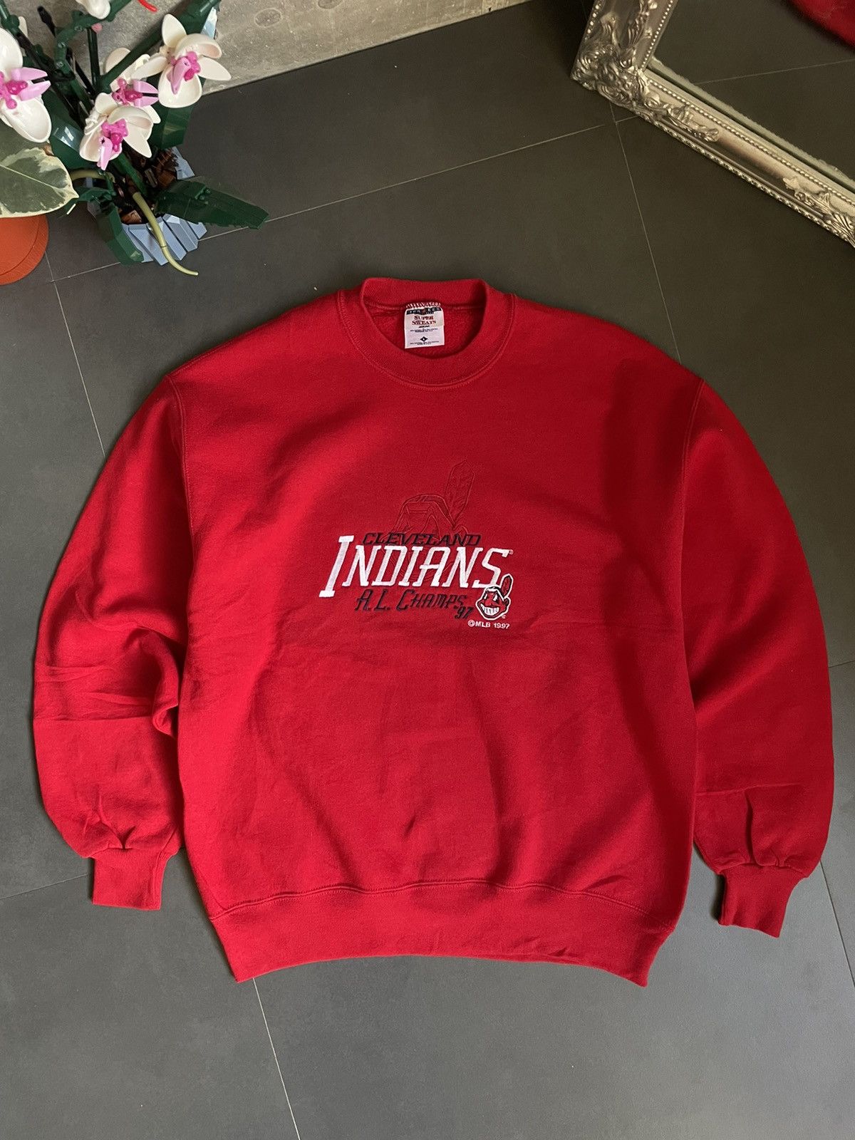 MLB Rare Vintage Cleveland Indians Champs 1997 Jerzees Y2k Swtsh Size US L / EU 52-54 / 3 - 12 Thumbnail