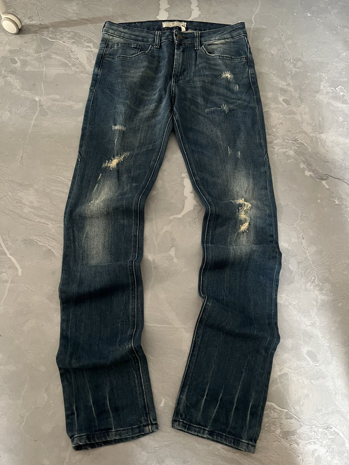 Japanese Brand Rare Y2K Archive Slim Jeans — Minimal Faded Streetwear Japan Size US 30 / EU 46 - 1 Thumbnail